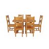 Country Oak 140cm Cross Leg Fixed Oval Table and 6 Chester Timber Seat Chairs - 5 Country Oak 140cm Cross Leg Fixed Oval Table and 6 Chester Timber Seat Chairs - 5