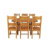 Country Oak 140cm Cross Leg Fixed Oval Table and 6 Chester Timber Seat Chairs - 6 Country Oak 140cm Cross Leg Fixed Oval Table and 6 Chester Timber Seat Chairs - 6