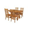Country Oak 140cm Cross Leg Fixed Oval Table and 4 Chelsea Timber Seat Chairs - 2 Country Oak 140cm Cross Leg Fixed Oval Table and 4 Chelsea Timber Seat Chairs - 2