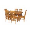 Country Oak 140cm Cross Leg Fixed Oval Table and 6 Chelsea Timber Seat Chairs - 4 Country Oak 140cm Cross Leg Fixed Oval Table and 6 Chelsea Timber Seat Chairs - 4