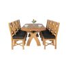 Country Oak 180cm Cross Leg Fixed Oval Table and 8 Grasmere Brown Leather Chairs - 3 Country Oak 180cm Cross Leg Fixed Oval Table and 8 Grasmere Brown Leather Chairs - 3