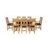 Country Oak 180cm Cross Leg Fixed Oval Table and 8 Grasmere Brown Leather Chairs - 4 Country Oak 180cm Cross Leg Fixed Oval Table and 8 Grasmere Brown Leather Chairs - 4