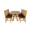 Country Oak 180cm Cross Leg Fixed Oval Table and 8 Grasmere Brown Leather Chairs - 6 Country Oak 180cm Cross Leg Fixed Oval Table and 8 Grasmere Brown Leather Chairs - 6