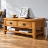 Country Oak Large 4 Drawer Coffee Table With Shelf - AUTUMN SALE - 2 Country Oak Large 4 Drawer Coffee Table With Shelf - AUTUMN SALE - 2