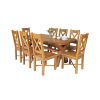 Country Oak 180cm Cross Leg Fixed Oval Table and 8 Grasmere Timber Seat Chairs - 2 Country Oak 180cm Cross Leg Fixed Oval Table and 8 Grasmere Timber Seat Chairs - 2