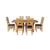 Country Oak 180cm Cross Leg Fixed Oval Table 6 Windermere Brown Leather Chairs - 4 Country Oak 180cm Cross Leg Fixed Oval Table 6 Windermere Brown Leather Chairs - 4