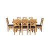 Country Oak 180cm Cross Leg Fixed Oval Table and 8 Windermere Brown Leather Chairs - 4 Country Oak 180cm Cross Leg Fixed Oval Table and 8 Windermere Brown Leather Chairs - 4