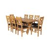 Country Oak 180cm Cross Leg Fixed Oval Table and 8 Windermere Brown Leather Chairs - 6 Country Oak 180cm Cross Leg Fixed Oval Table and 8 Windermere Brown Leather Chairs - 6