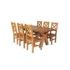 Country Oak 180cm Cross Leg Fixed Oval Table and 6 Windermere Timber Seat Chairs - 2 Country Oak 180cm Cross Leg Fixed Oval Table and 6 Windermere Timber Seat Chairs - 2