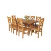 Country Oak 180cm Cross Leg Fixed Oval Table and 8 Windermere Timber Seat Chairs - 2 Country Oak 180cm Cross Leg Fixed Oval Table and 8 Windermere Timber Seat Chairs - 2