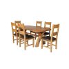 Country Oak 180cm Cross Leg Fixed Oval Table and 6 Chester Brown Leather Chairs - 2 Country Oak 180cm Cross Leg Fixed Oval Table and 6 Chester Brown Leather Chairs - 2