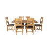 Country Oak 180cm Cross Leg Fixed Oval Table and 6 Chester Brown Leather Chairs - 4 Country Oak 180cm Cross Leg Fixed Oval Table and 6 Chester Brown Leather Chairs - 4