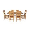 Country Oak 180cm Cross Leg Fixed Oval Table and 6 Chester Timber Seat Chairs - 4 Country Oak 180cm Cross Leg Fixed Oval Table and 6 Chester Timber Seat Chairs - 4