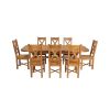 Country Oak 280cm Extending Cross Leg Oval Table and 8 Grasmere Timber Seat Chairs - 4 Country Oak 280cm Extending Cross Leg Oval Table and 8 Grasmere Timber Seat Chairs - 4