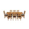 Country Oak 280cm Extending Cross Leg Oval Table and 8 Windermere Brown Leather Chairs - 4 Country Oak 280cm Extending Cross Leg Oval Table and 8 Windermere Brown Leather Chairs - 4