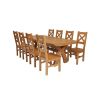 Country Oak 280cm Extending Cross Leg Oval Table and 8 Windermere Timber Seat Chairs - 2 Country Oak 280cm Extending Cross Leg Oval Table and 8 Windermere Timber Seat Chairs - 2