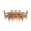Country Oak 280cm Extending Cross Leg Oval Table and 8 Windermere Timber Seat Chairs - 4 Country Oak 280cm Extending Cross Leg Oval Table and 8 Windermere Timber Seat Chairs - 4