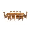Country Oak 280cm Extending Cross Leg Oval Table and 10 Windermere Timber Seat Chairs - 4 Country Oak 280cm Extending Cross Leg Oval Table and 10 Windermere Timber Seat Chairs - 4