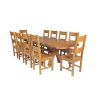 Country Oak 280cm Extending Cross Leg Oval Table and 10 Chester Timber Seat Chairs - 2 Country Oak 280cm Extending Cross Leg Oval Table and 10 Chester Timber Seat Chairs - 2