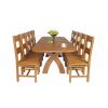 Country Oak 280cm Extending Cross Leg Oval Table and 10 Chester Timber Seat Chairs - 4 Country Oak 280cm Extending Cross Leg Oval Table and 10 Chester Timber Seat Chairs - 4