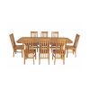 Country Oak 280cm Extending Cross Leg Oval Table and 8 Chelsea Timber Seat Chairs - 4