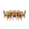 Country Oak 280cm Extending Cross Leg Square Table and 8 Windermere Brown Leather Chairs - 4 Country Oak 280cm Extending Cross Leg Square Table and 8 Windermere Brown Leather Chairs - 4
