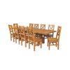 Country Oak 280cm Extending Cross Leg Square Table and 10 Windermere Timber Seat Chairs - 4 Country Oak 280cm Extending Cross Leg Square Table and 10 Windermere Timber Seat Chairs - 4