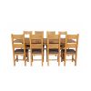 Country Oak 280cm Extending Cross Leg Square Table and 8 Chester Brown Leather Chairs - 4 Country Oak 280cm Extending Cross Leg Square Table and 8 Chester Brown Leather Chairs - 4