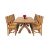 Country Oak 340cm Extending Cross Leg Oval Table and 12 Grasmere Timber Seat Chairs - 6 Country Oak 340cm Extending Cross Leg Oval Table and 12 Grasmere Timber Seat Chairs - 6