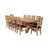 Country Oak 340cm Extending Cross Leg Oval Table and 10 Windermere Brown Leather Chairs - 2 Country Oak 340cm Extending Cross Leg Oval Table and 10 Windermere Brown Leather Chairs - 2