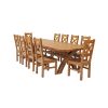 Country Oak 340cm Extending Cross Leg Oval Table and 10 Windermere Timber Seat Chairs - 3 Country Oak 340cm Extending Cross Leg Oval Table and 10 Windermere Timber Seat Chairs - 3