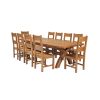 Country Oak 340cm Extending Cross Leg Oval Table and 10 Chester Timber Seat Chairs - 3 Country Oak 340cm Extending Cross Leg Oval Table and 10 Chester Timber Seat Chairs - 3