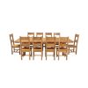 Country Oak 340cm Extending Cross Leg Oval Table and 10 Chester Timber Seat Chairs - 4 Country Oak 340cm Extending Cross Leg Oval Table and 10 Chester Timber Seat Chairs - 4