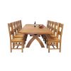 Country Oak 340cm Extending Cross Leg Oval Table and 12 Chester Timber Seat Chairs - 6 Country Oak 340cm Extending Cross Leg Oval Table and 12 Chester Timber Seat Chairs - 6