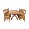 Country Oak 340cm Extending Cross Leg Oval Table and 12 Chester Timber Seat Chairs - 8 Country Oak 340cm Extending Cross Leg Oval Table and 12 Chester Timber Seat Chairs - 8