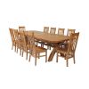 Country Oak 340cm Extending Cross Leg Oval Table and 10 Chelsea Timber Seat Chairs - 2 Country Oak 340cm Extending Cross Leg Oval Table and 10 Chelsea Timber Seat Chairs - 2