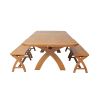 Country Oak 340cm Extending Cross Leg Oval Table 4 x 120cm Cross Leg Bench Set - 4 Country Oak 340cm Extending Cross Leg Oval Table 4 x 120cm Cross Leg Bench Set - 4
