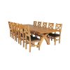 Country Oak 340cm Extending Cross Leg Square Table and 10 Windermere Brown Leather Chairs - 2 Country Oak 340cm Extending Cross Leg Square Table and 10 Windermere Brown Leather Chairs - 2
