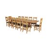 Country Oak 340cm Extending Cross Leg Square Table and 12 Chester Brown Leather Chairs - 2 Country Oak 340cm Extending Cross Leg Square Table and 12 Chester Brown Leather Chairs - 2