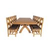 Country Oak 340cm Extending Cross Leg Square Table and 12 Chester Brown Leather Chairs - 4 Country Oak 340cm Extending Cross Leg Square Table and 12 Chester Brown Leather Chairs - 4