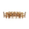 Country Oak 340cm Extending Cross Leg Square Table and 12 Chester Timber Seat Chairs - 6 Country Oak 340cm Extending Cross Leg Square Table and 12 Chester Timber Seat Chairs - 6