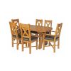 Country Oak 140cm X Leg Oval Table 4 Grasmere Brown Leather Chairs and 2 Matching Carvers - SUMMER SALE - 4 Country Oak 140cm X Leg Oval Table 4 Grasmere Brown Leather Chairs and 2 Matching Carvers - SUMMER SALE - 4