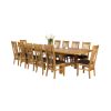 Chateaux 340cm Double Extending Solid Oak Table 12 Chelsea Brown Leather Oak Chair Set - SUMMER SALE - 2