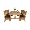 Chateaux 340cm Double Extending Solid Oak Table 12 Chelsea Brown Leather Oak Chair Set - SUMMER SALE - 10