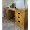 Farmhouse Double Pedestal Large Oak Dressing Table / Home Office Desk - SUMMER SALE - 4