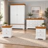 Farmhouse White Painted Oak Bedroom Set, Double Wardrobe, Large Chest of Drawers and Pair of Bedside Tables - AUTUMN SALE - 4