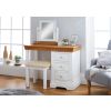 Farmhouse White Painted Oak Dressing Table Mirror Stool Set - SUMMER SALE - 2