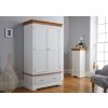 Farmhouse White Painted 2 Door Double Wardrobe with Drawer - 20% Off Discount Code FLASH - 6
