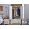 Farmhouse White Painted 2 Door Double Wardrobe with Drawer - 20% Off Discount Code FLASH - 3