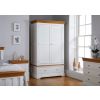 Farmhouse White Painted 2 Door Double Wardrobe with Drawer - 20% Off Discount Code FLASH - 2